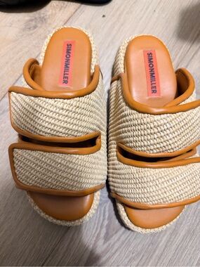 Simon Miller Tan Woven Double-Strap Slide Mules